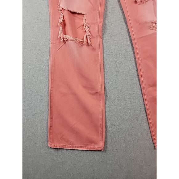 NWT Vervet Leslie Pink Denim Distressed High Rise Vintage Flare Jeans Women's 28 - Picture 5 of 13